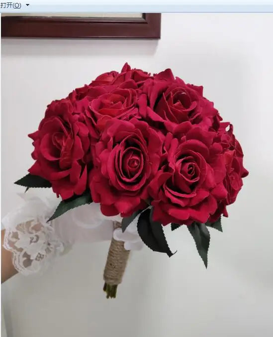 perfectlifeoh Hot Red Wedding Bouquet Bridal Bouquet Wedding Decoration Foamflowers Rose Bridal Bouquet