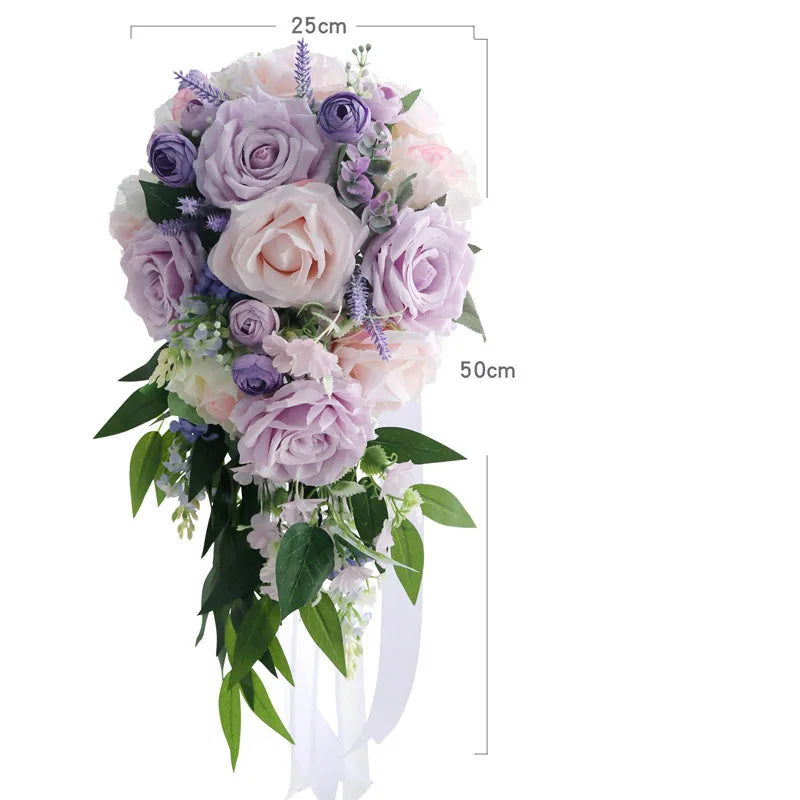 Vintage Artificial White and Lilac Wedding Bouquets for Bridesmaid Carla Lily Church Home Decor Gifts Bride ramo de quinceañera